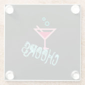 Martini - Alcohol Drink Pop Art, Roze & Turquoise Glazen Onderzetter (Achterkant)