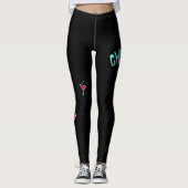 Martini - Alcohol Drink Pop Art, Roze & Turquoise Leggings (Voorkant)