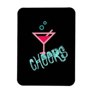 Martini - Alcohol Drink Pop Art, Roze & Turquoise Magneet