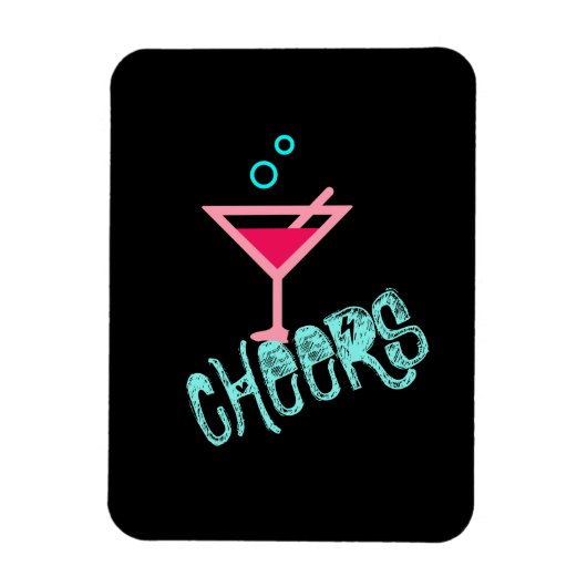 Martini - Alcohol Drink Pop Art, Roze & Turquoise Magneet (Verticaal)