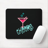 Martini - Alcohol Drink Pop Art, Roze & Turquoise Muismat (Met muis)