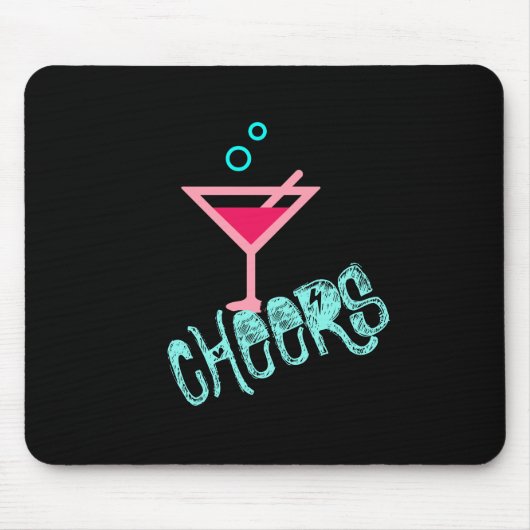 Martini - Alcohol Drink Pop Art, Roze & Turquoise Muismat (Voorkant)