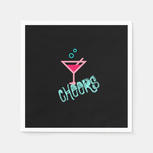 Martini - Alcohol Drink Pop Art, Roze & Turquoise Servet (Voorkant)