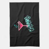 Martini - Alcohol Drink Pop Art, Roze & Turquoise Theedoek (Verticaal)