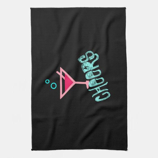 Martini - Alcohol Drink Pop Art, Roze & Turquoise Theedoek (Verticaal)