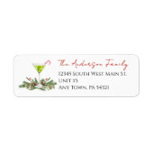 Martini and Mistletoe Festive Christmas Mailing Etiket (Voorkant)