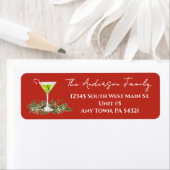 Martini and Mistletoe Festive Holiday Mailing Etiket (Insitu)