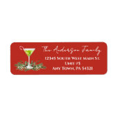 Martini and Mistletoe Festive Holiday Mailing Etiket (Voorkant)
