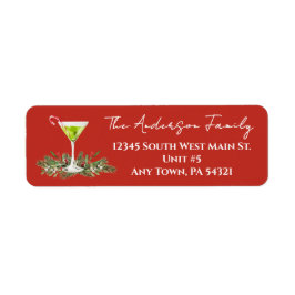 Martini and Mistletoe Festive Holiday Mailing Etiket