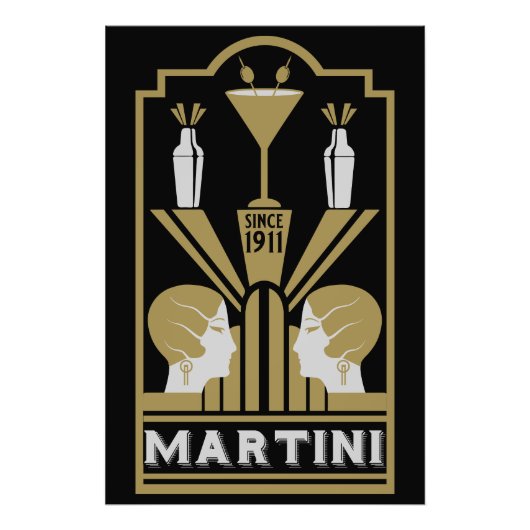 Martini Art Deco Art Foto Afdruk (Voorkant)