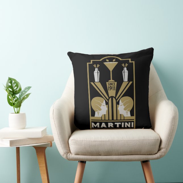 Martini Art Deco Art Kussen (Stoel)
