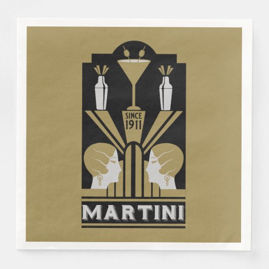 Martini Art Deco Art Servet (Voorkant)