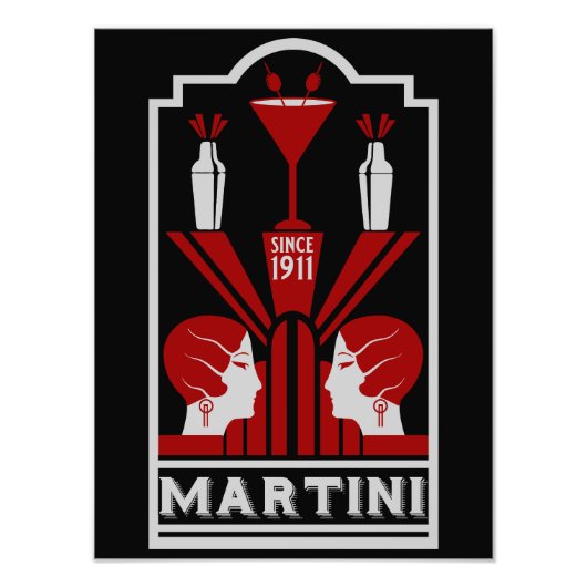 Martini Art Deco Foto Afdruk (Voorkant)