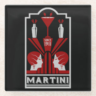  Martini Art Deco Glazen Onderzetter