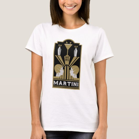 Martini Art Deco Kunst T-shirt (Voorkant)