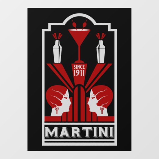  Martini Art Deco Raamsticker (Vel)