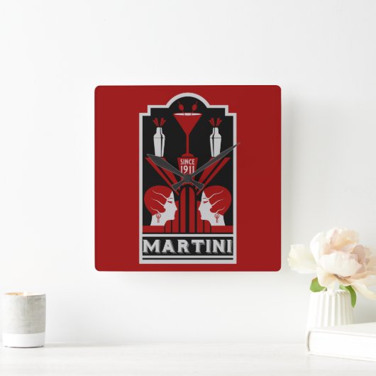  Martini Art Deco Vierkante Klok (Huis)