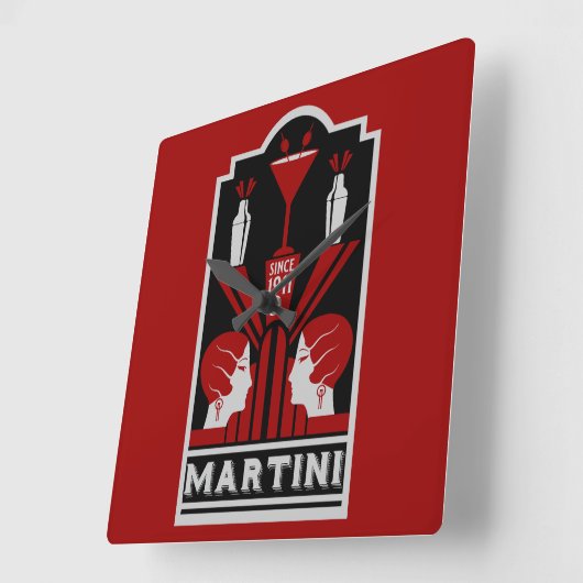  Martini Art Deco Vierkante Klok (Hoek)