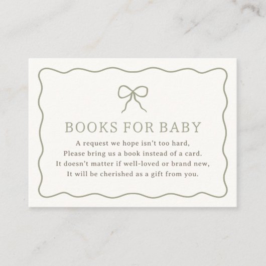 Martini Baby shower Boeken voor Baby Informatiekaartje (Voorkant)