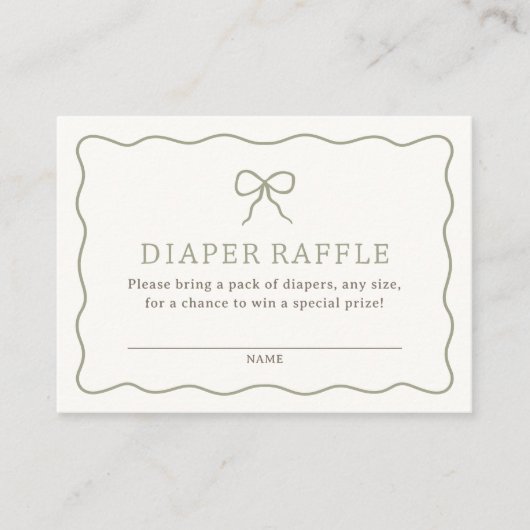 Martini Baby shower Luier Raffle Ticket Informatiekaartje (Voorkant)