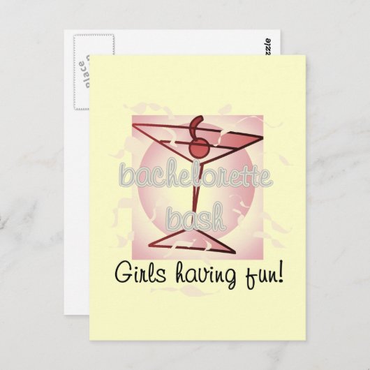 Martini Bachelorette Bash Tshirts en Gifts Briefkaart (Voorkant / Achterkant)