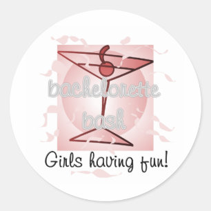 Martini Bachelorette Bash Tshirts en Gifts Ronde Sticker