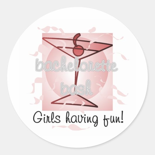 Martini Bachelorette Bash Tshirts en Gifts Ronde Sticker (Voorkant)