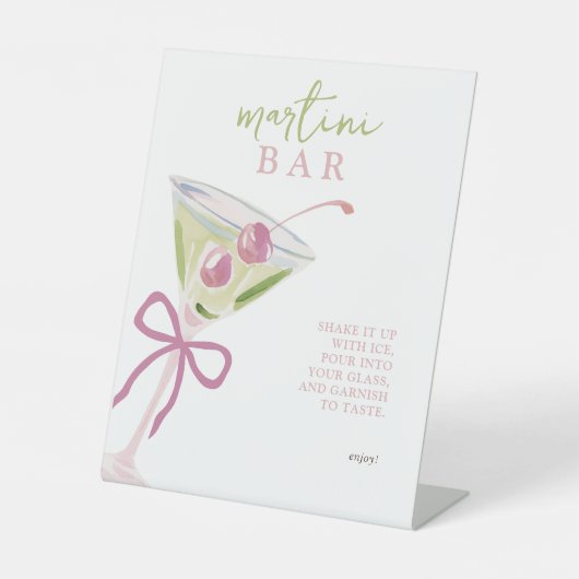 Martini Bar Chic Modern Bridal Shower Reclamebord Met Voetstuk (Voorkant)