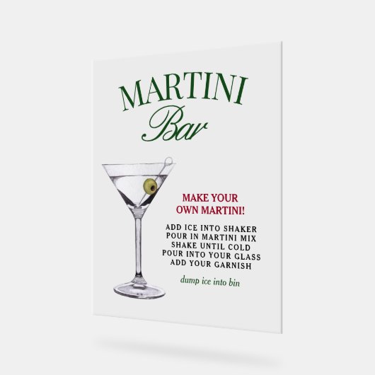Martini Bar Groen & Rood Classy Acryl Bord (Hoek)