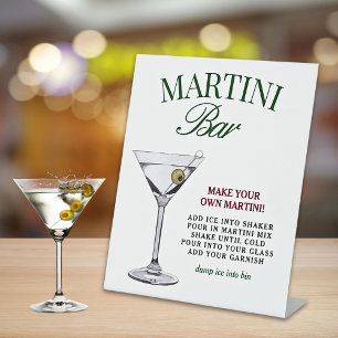 Martini Bar Groen & Rood Classy Reclamebord Met Voetstuk