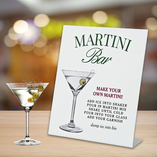 Martini Bar Groen & Rood Classy Reclamebord Met Voetstuk