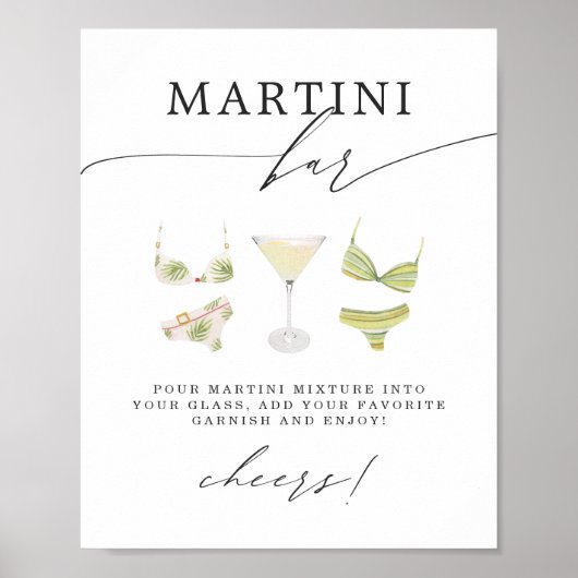 Martini Bar | Martinis & Bikinis Vrijgezellenfeest Poster (Voorkant)