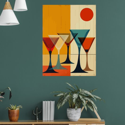 Martini Bar Mid Century Modern Vector Kunst Poster (Woonkamer 1)