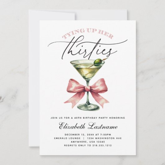 Martini bindt haar 40ste verjaardag vast kaart (Voorkant)