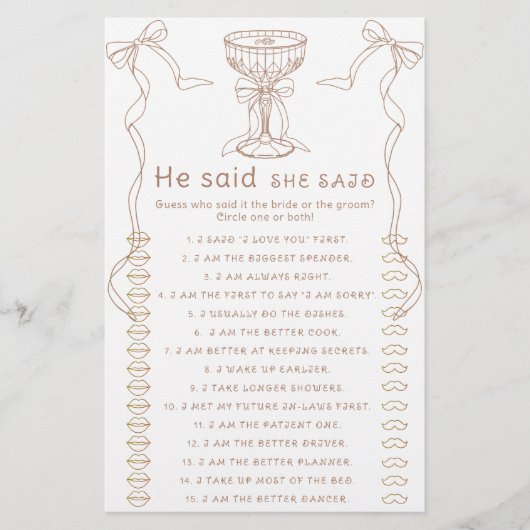 Martini boog hand getrokken Hij zei dat ze spel ze (Voorkant)