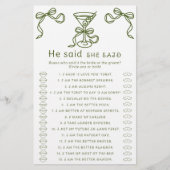 Martini boog vrijgezellenfeest Hij zei dat ze spel (Voorkant)