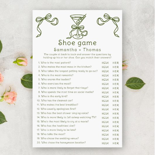 Martini boog vrijgezellenfeest Schoen spel