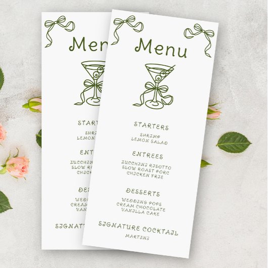 Martini Bow Bruiloftsmenu Menu