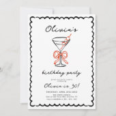 Martini & Bow trendy verjaardagsfeestje Kaart (Voorkant)