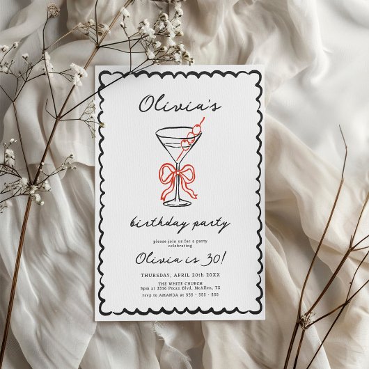 Martini & Bow trendy verjaardagsfeestje Kaart