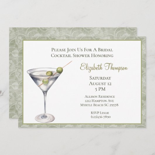Martini Bridal Shower Kaart (Voorkant / Achterkant)