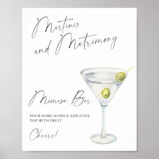 Martini Bruidsdouche Mimosa bar Poster (Voorkant)