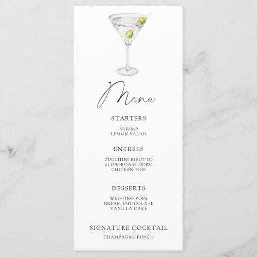 Martini Bruidsfeest menu (Voorkant)
