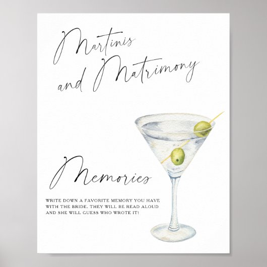 Martini Bruiloftsfeest Herinneringen met de bruid Poster (Voorkant)