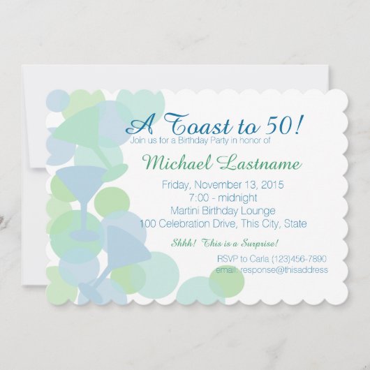 Martini Bubbles Party Uitnodiging (Voorkant)