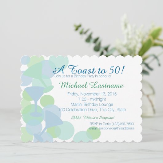 Martini Bubbles Party Uitnodiging (Staand voorkant)