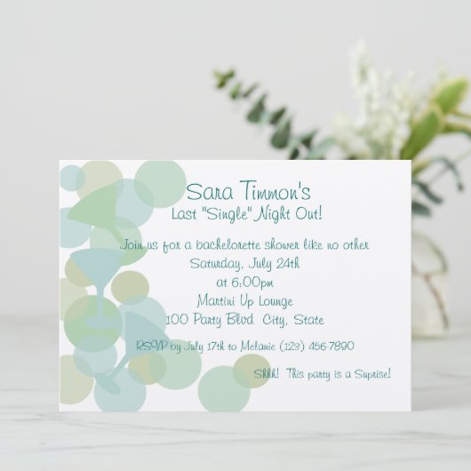 Martini Bubbles uitnodiging (Staand voorkant)