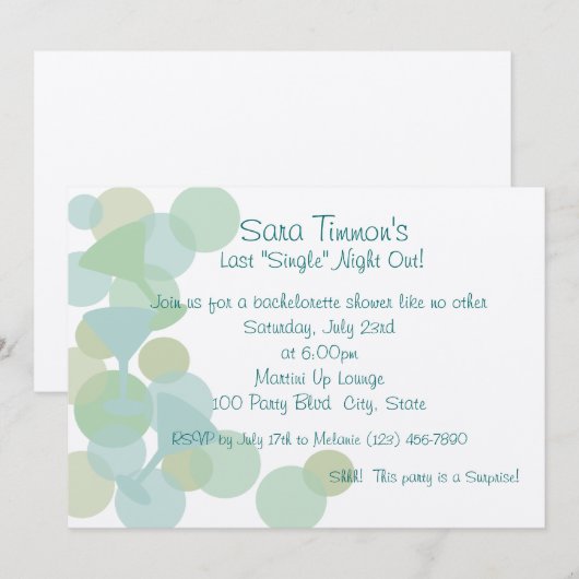 Martini Bubbles uitnodiging (Voorkant / Achterkant)