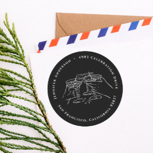 Martini Cheers Zwart Cocktail Retouradres Ronde Sticker