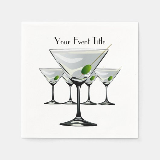 Martini Cockatls Party Event White Napkin Servet (Voorkant)